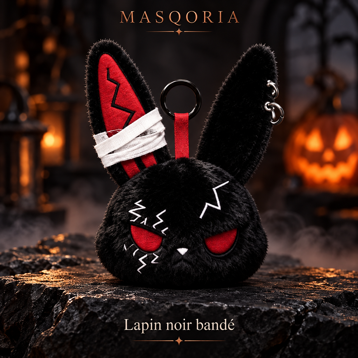 Porte-clés Peluche Gothique Lapin & Chat – MASQORIA
