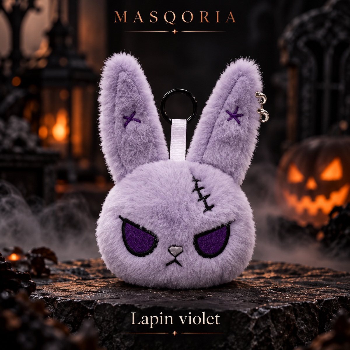 Porte-clés Peluche Gothique Lapin & Chat – MASQORIA